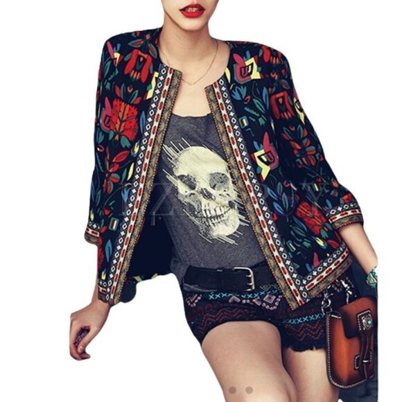 New Without Tags Aporia.As embroidered Floral Cropped Jacket Size Large - Picture 1 of 16